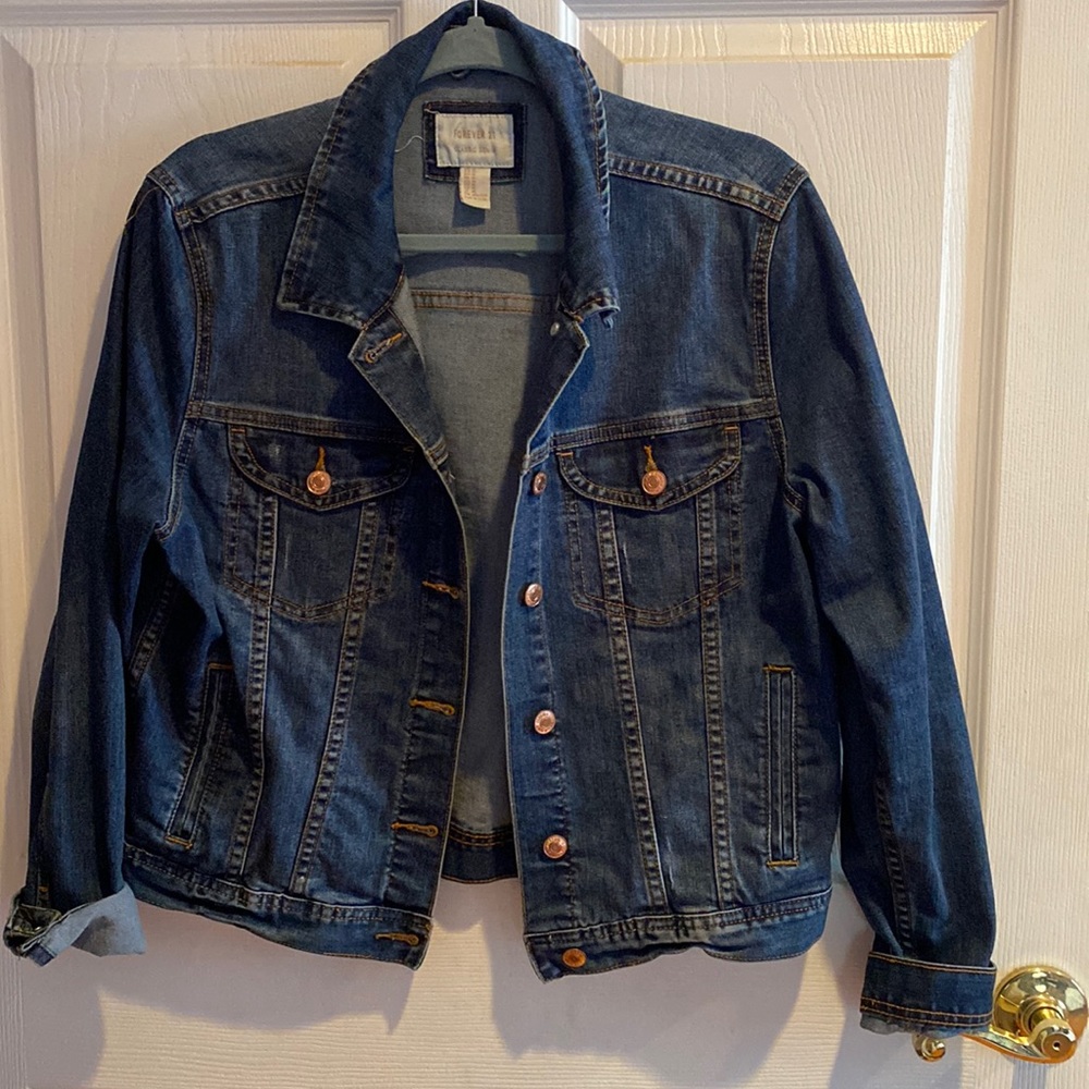 Denim jean jacket from Forever 21, dark wash, Size M but runs smaller.